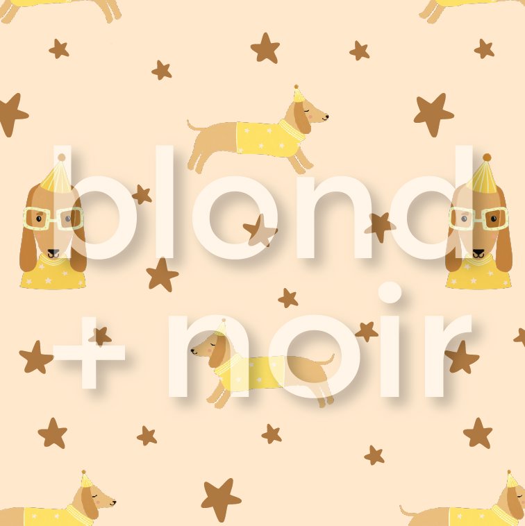 Yoshi Sausage Dog | Dachshund Full & Half Wall Wallpaper Wallpaper Blond + Noir 
