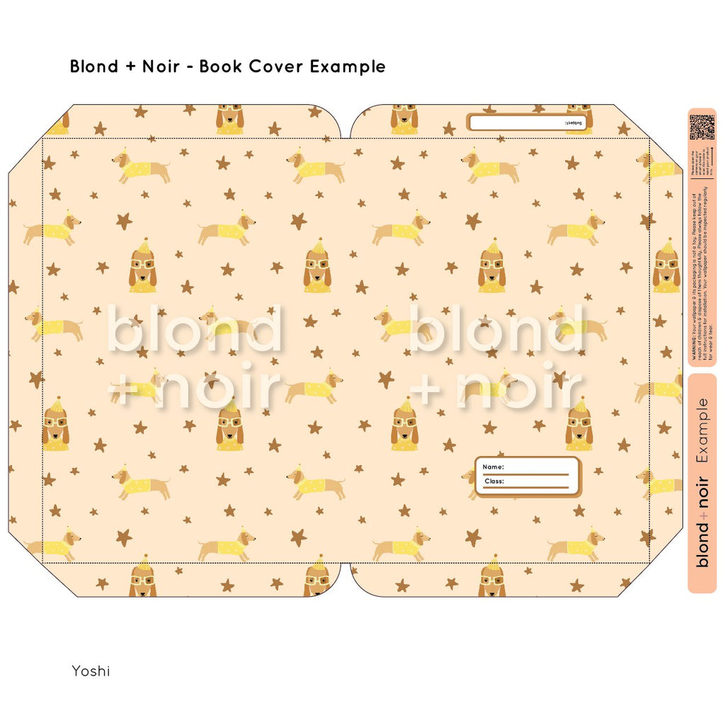Yoshi Sausage Dog | Pre-cut Book Covers | Customisable Back to School Supplies Back to school Blond + Noir 