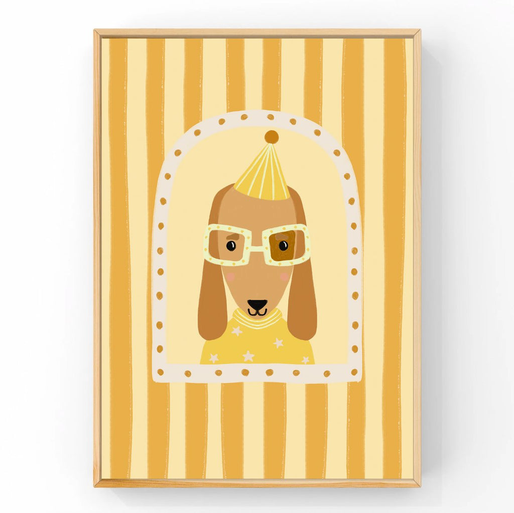 Yoshi Yellow Dachshund | Kids Decor | Art Print Art Prints Little Peach + Pip 