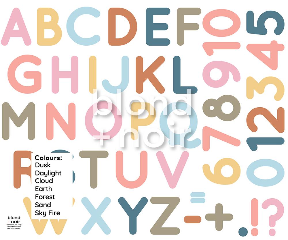 Alphabet & Numbers | Removable Fabric Wall Decals Wall Decals Blond + Noir 