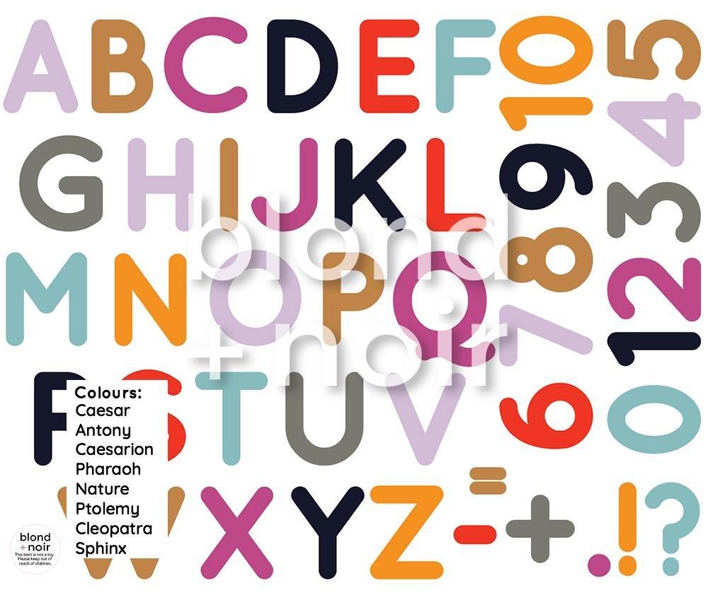 Alphabet & Numbers | Removable Fabric Wall Decals Wall Decals Blond + Noir 