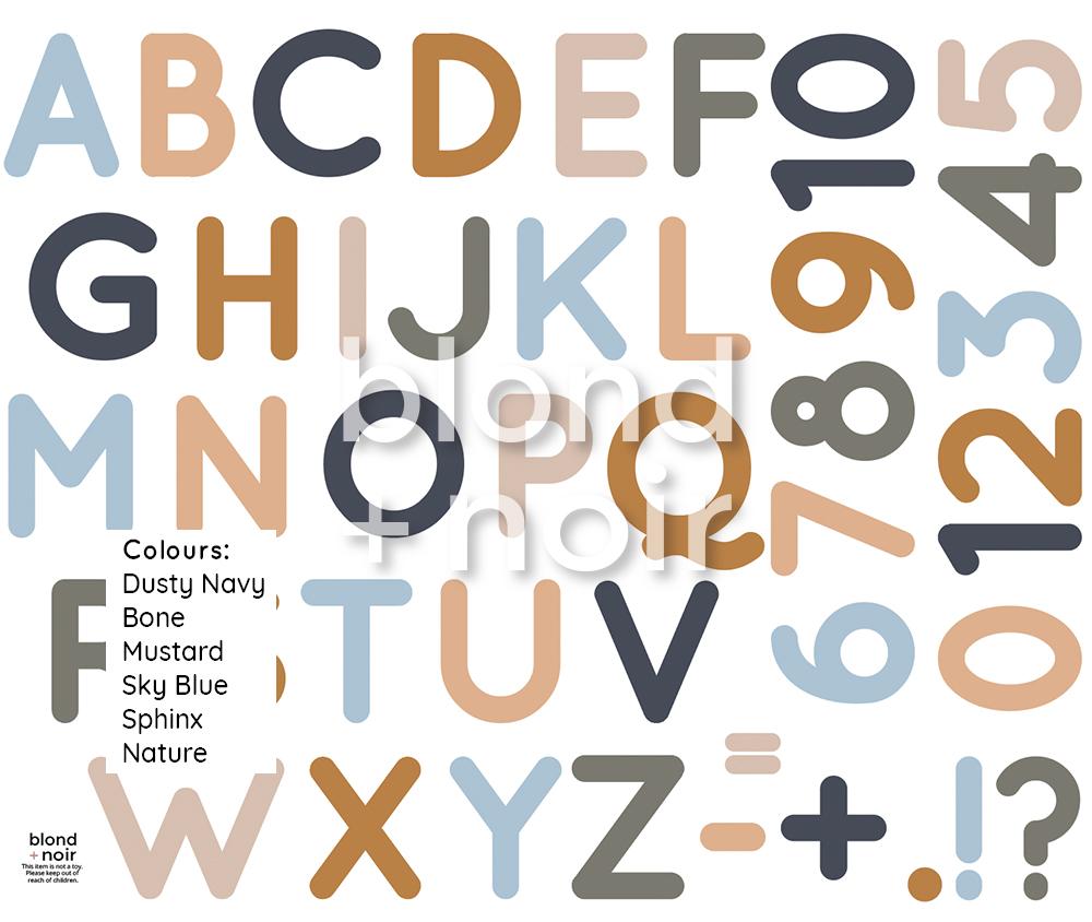 Alphabet & Numbers | Removable Fabric Wall Decals Wall Decals Blond + Noir 