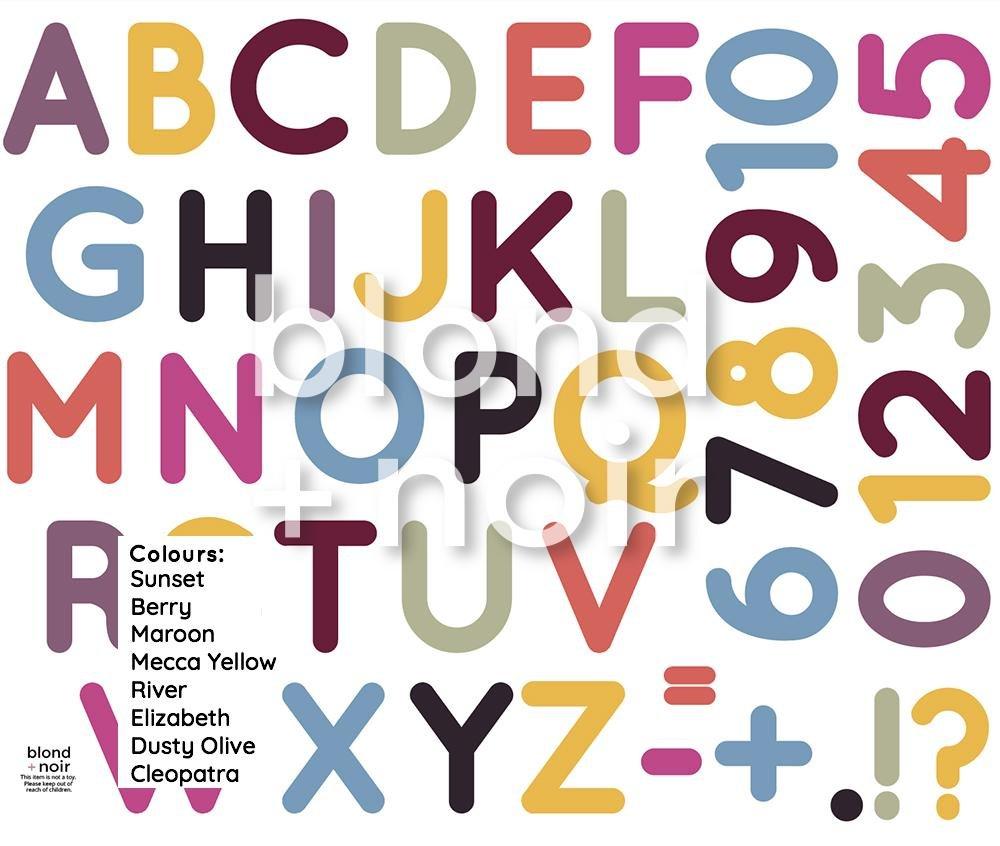 Alphabet & Numbers | Removable Fabric Wall Decals Wall Decals Blond + Noir 