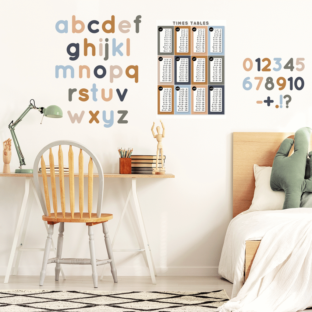 Alphabet & Numbers | Removable Fabric Wall Decals Wall Decals Blond + Noir 