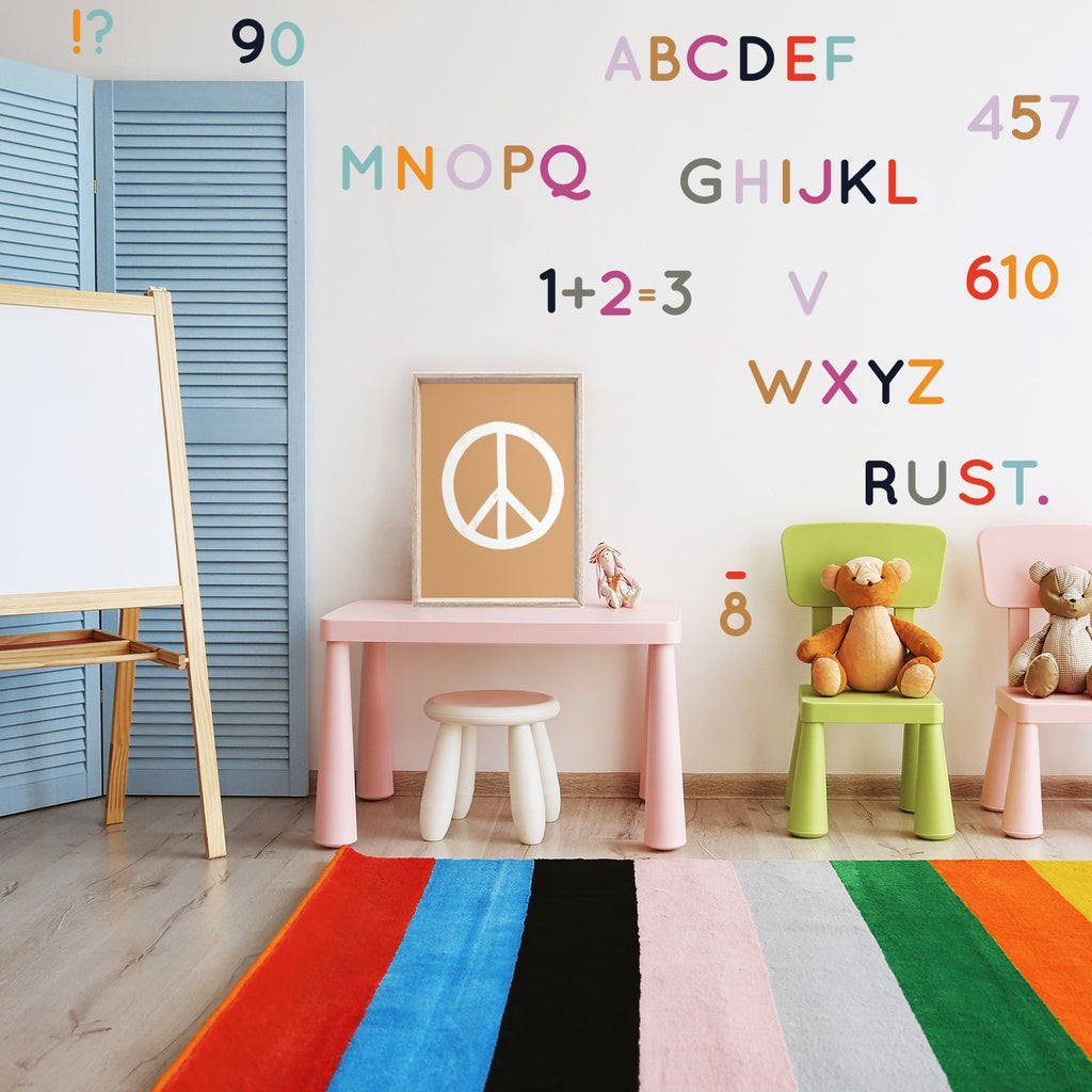 Alphabet & Numbers | Removable Fabric Wall Decals Wall Decals Blond + Noir 