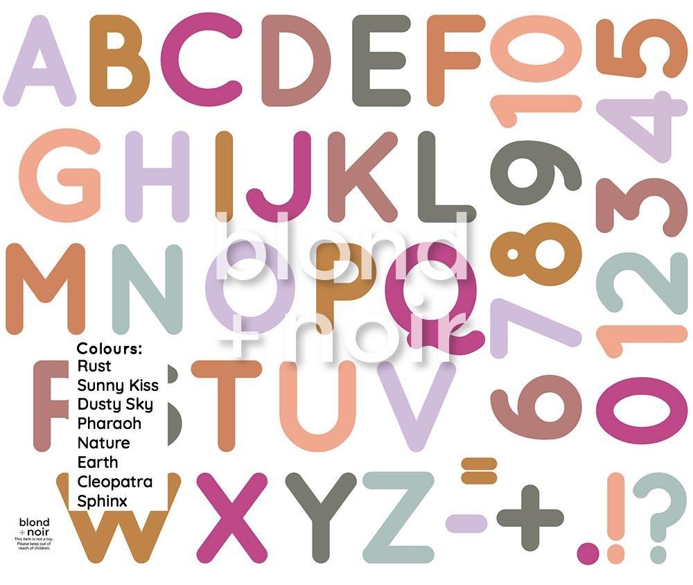 Alphabet & Numbers | Removable Fabric Wall Decals Wall Decals Blond + Noir 