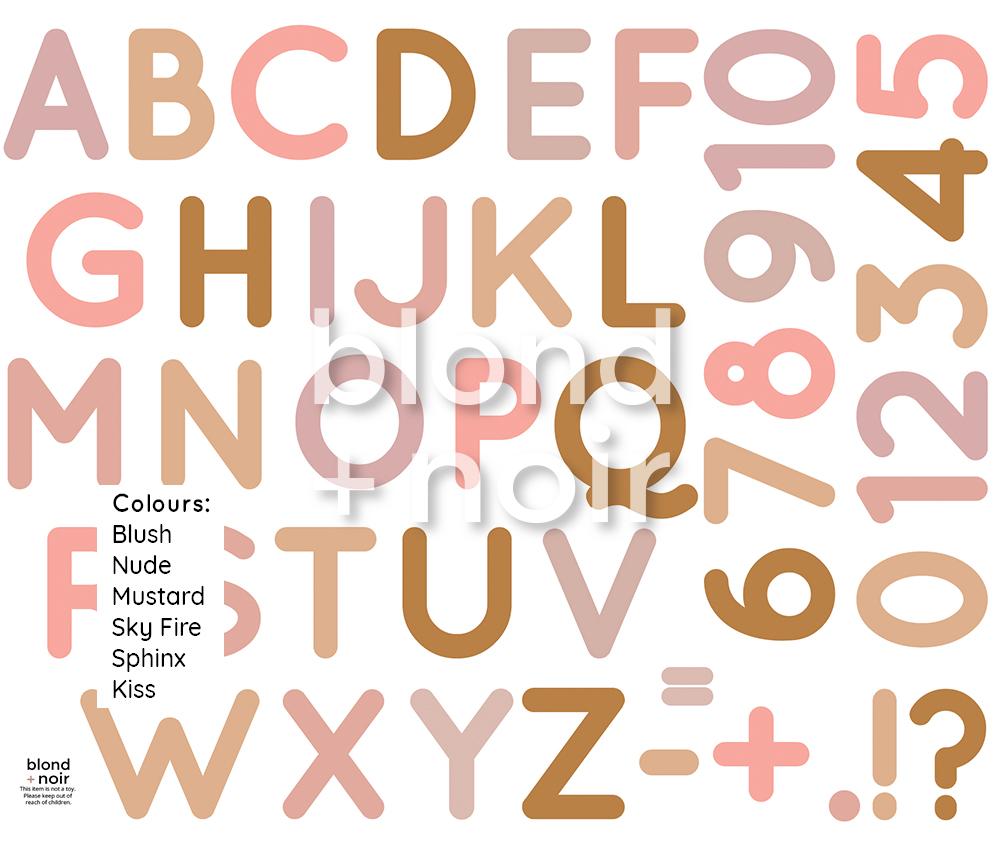 Alphabet & Numbers | Removable Fabric Wall Decals Wall Decals Blond + Noir 