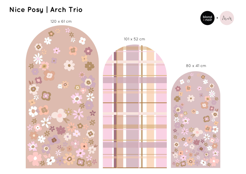 Arch Trio | Nice Posy | Removable PhotoTex Wallpaper Arches Blond + Noir 