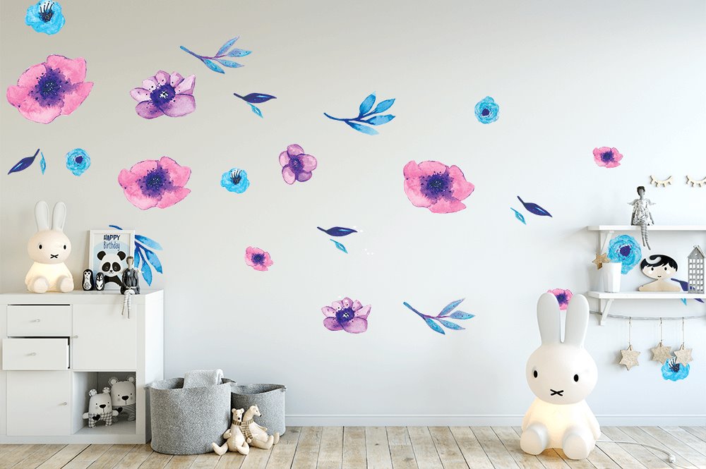 Aurora Florals | Removable Fabric Wall Decals Wall Decals Blond + Noir 