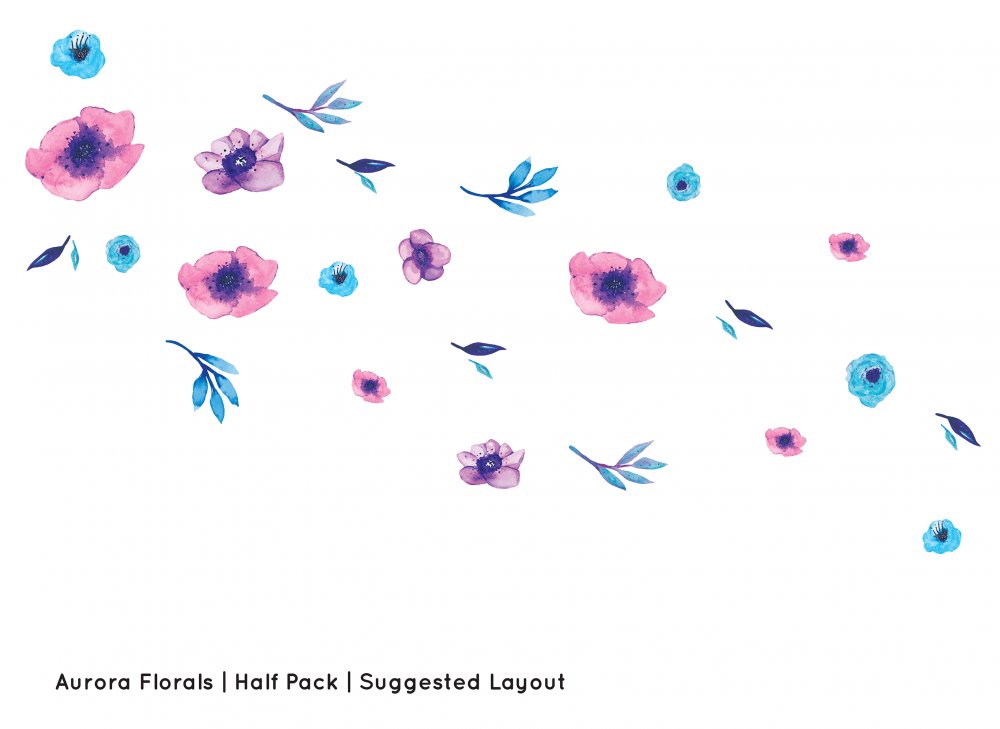 Aurora Florals | Removable Fabric Wall Decals Wall Decals Blond + Noir 