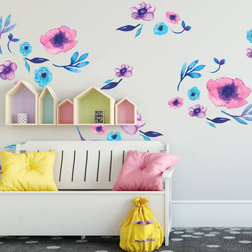 Aurora Florals | Removable Fabric Wall Decals Wall Decals Blond + Noir 