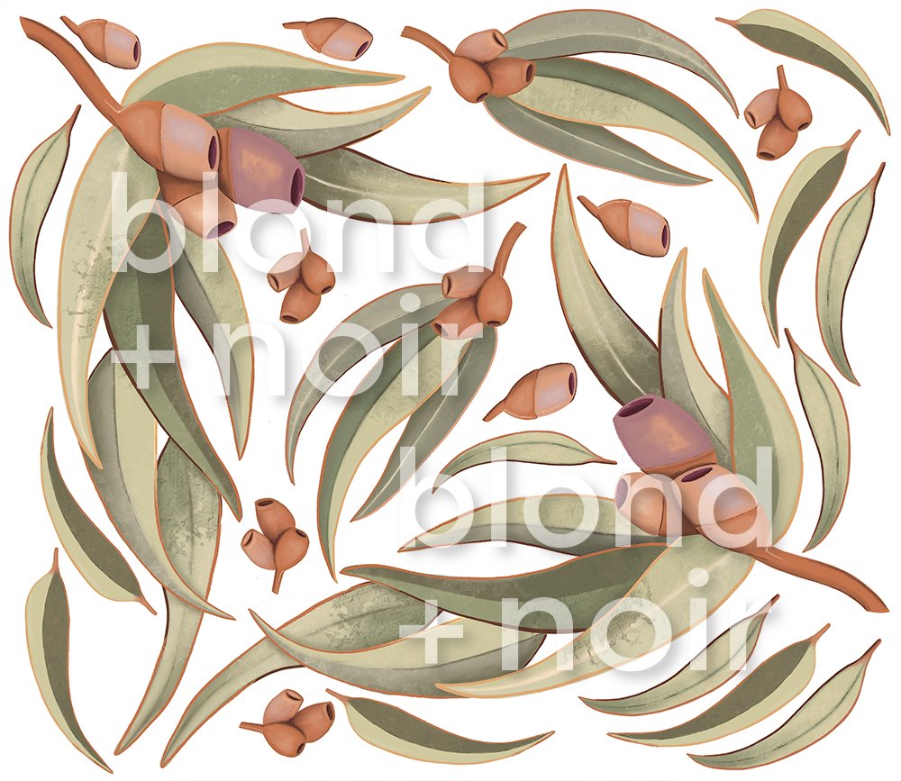Aussie Gum Leaves | Removable Fabric Wall Decals Wall Decals Blond + Noir 
