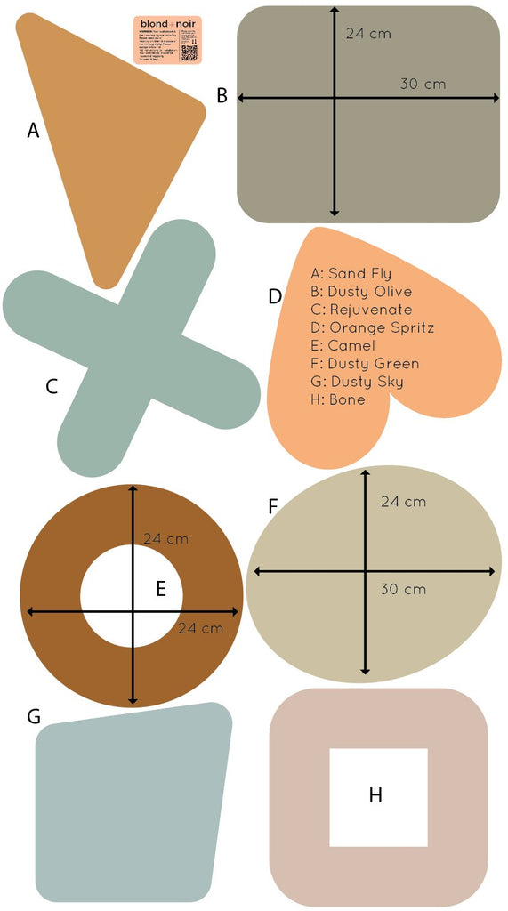 Big Retro Shapes | Wall Decals Wall Decals Blond + Noir 