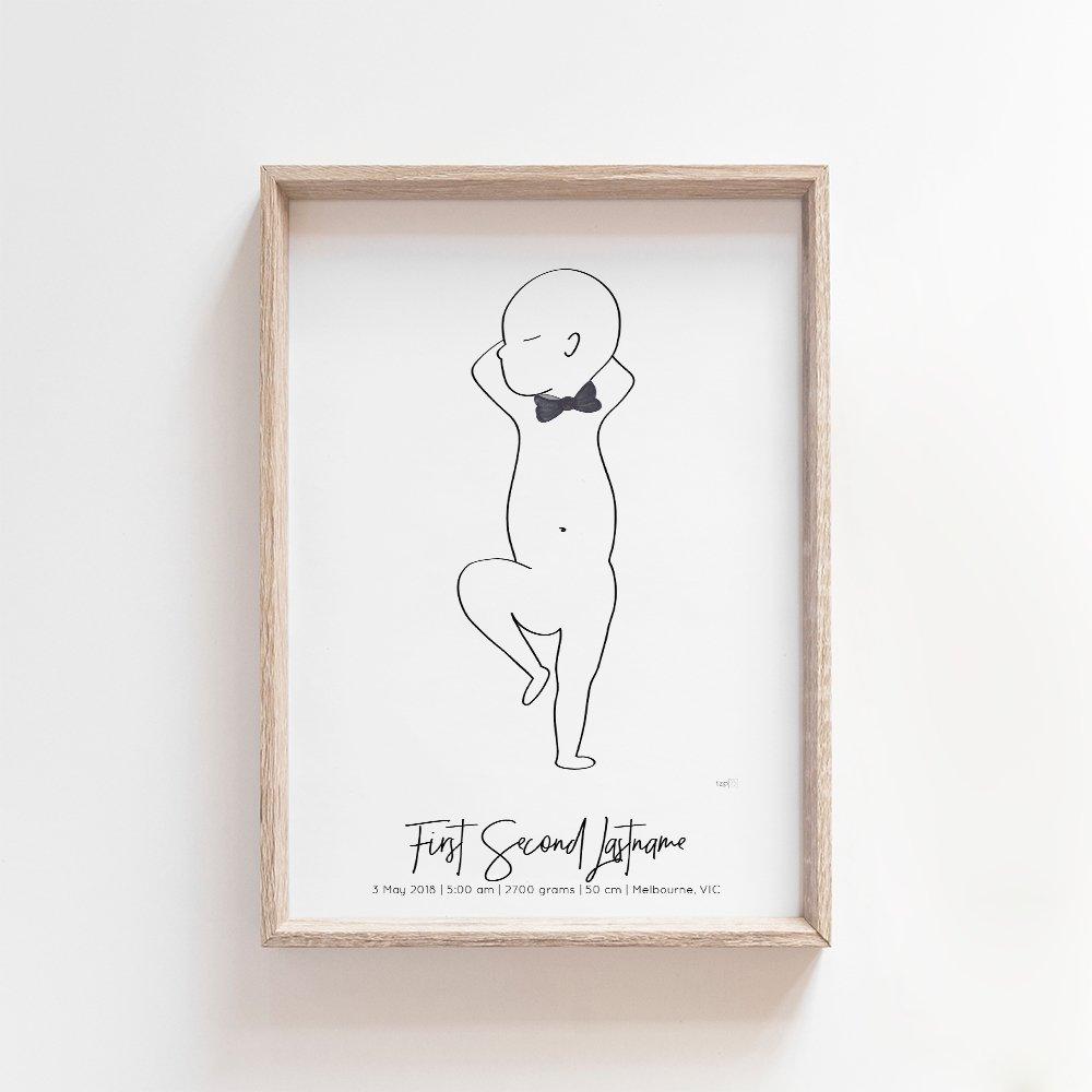 Bow & Cape Zero Print | 1:1 Birth Print Birth Print Blond + Noir 