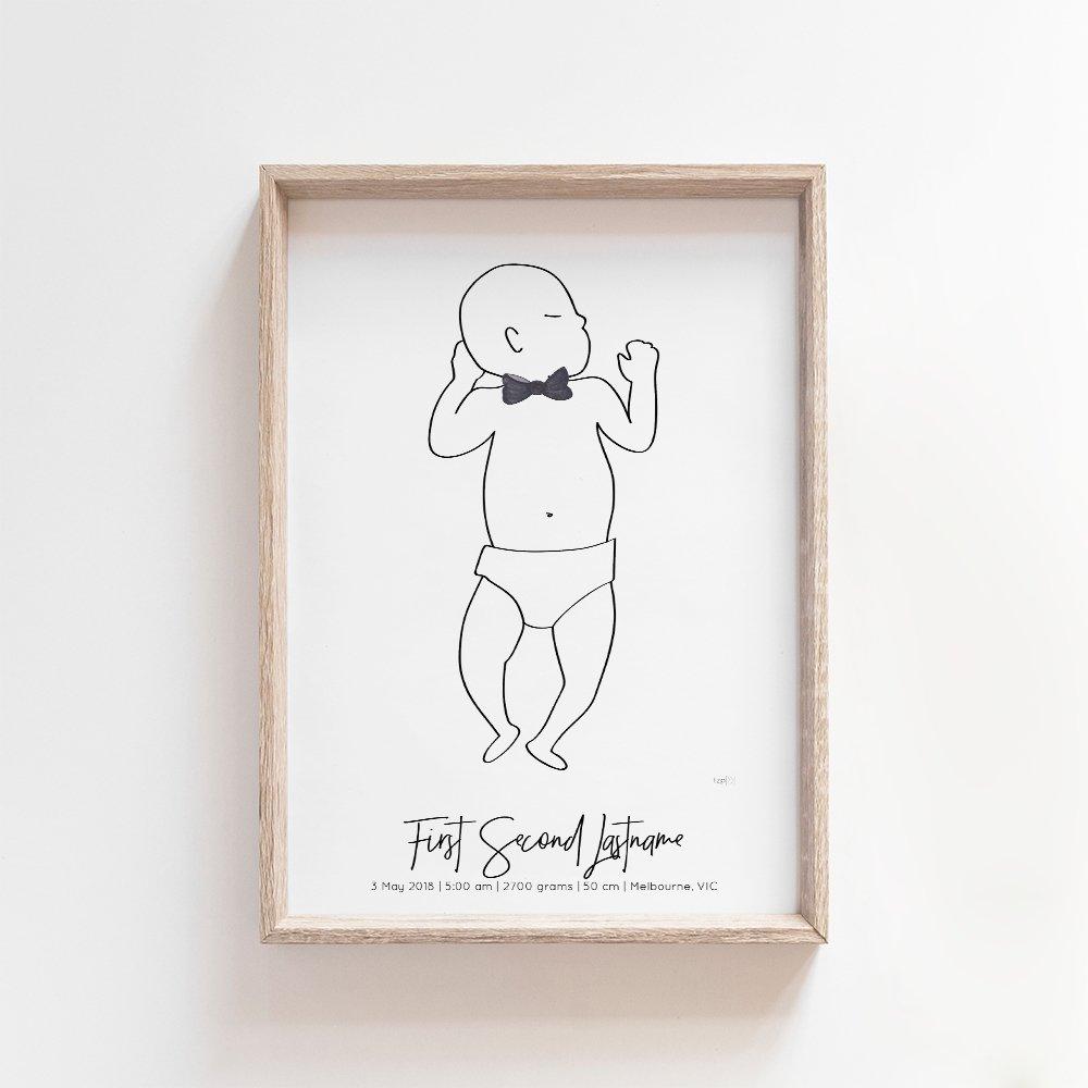 Bow & Cape Zero Print | 1:1 Birth Print Birth Print Blond + Noir 