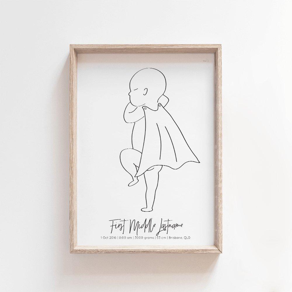 Bow & Cape Zero Print | 1:1 Birth Print Birth Print Blond + Noir 