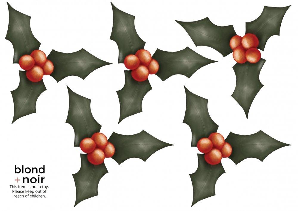 Christmas Holly | Removable Fabric Wall Decals Wall Decals Blond + Noir 