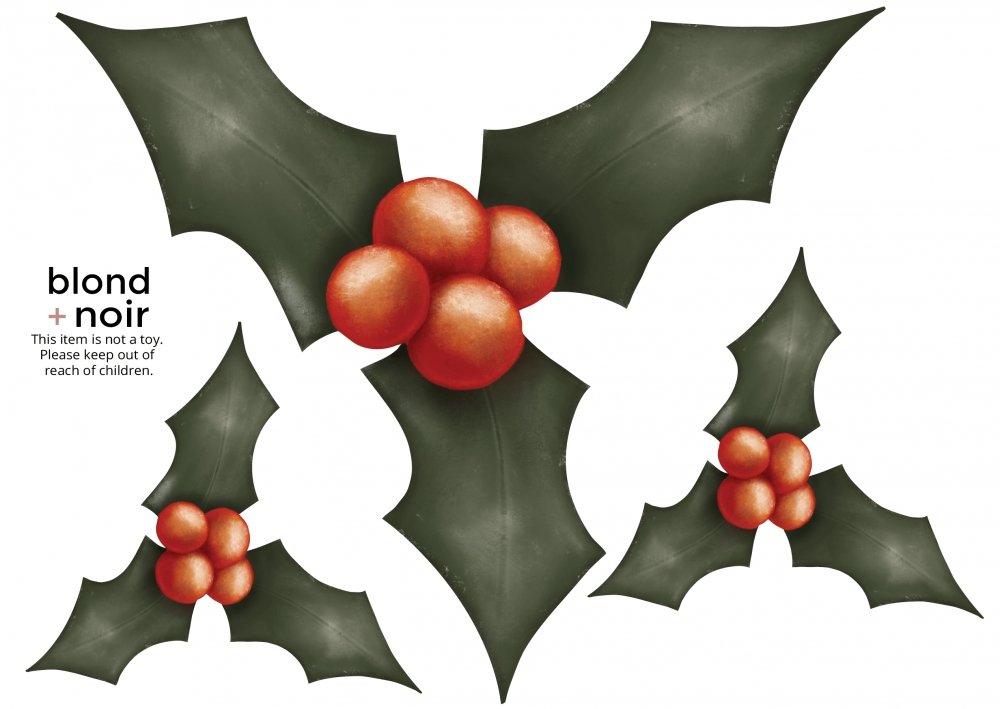 Christmas Holly | Removable Fabric Wall Decals Wall Decals Blond + Noir 
