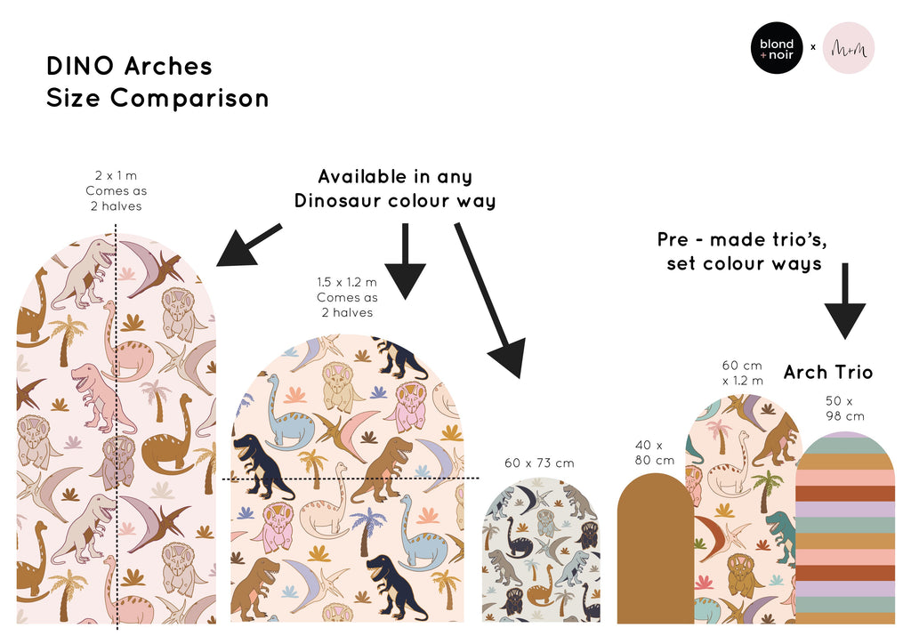 Dino Single Arches | The dinosaur wallpaper | Removable PhotoTex Wallpaper | Arches Wallpaper Blond + Noir 