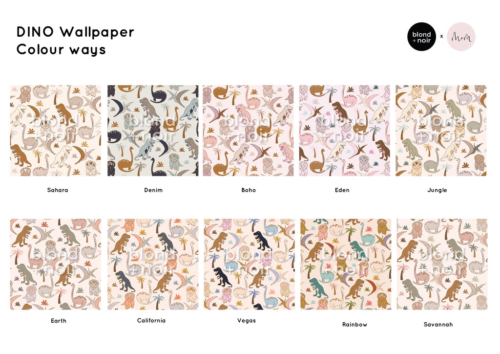 Dino Single Arches | The dinosaur wallpaper | Removable PhotoTex Wallpaper | Arches Wallpaper Blond + Noir 