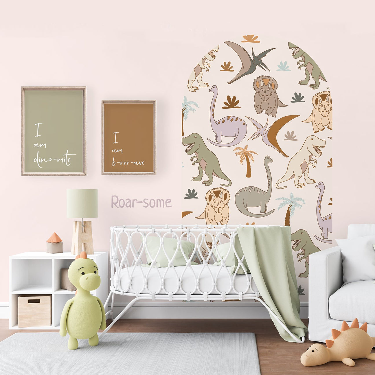 Dino Single Arches | The dinosaur wallpaper | Removable PhotoTex Wallpaper | Arches Wallpaper Blond + Noir 