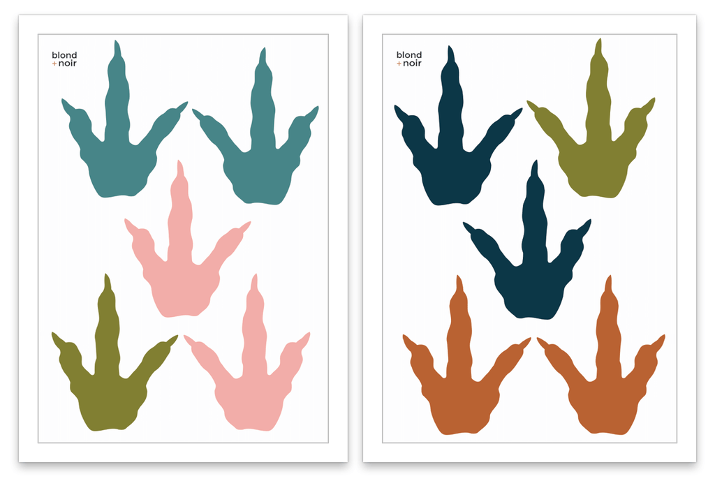 Dinosaur Footprints | Removable Fabric Wall Decals Wall Decals Blond + Noir 