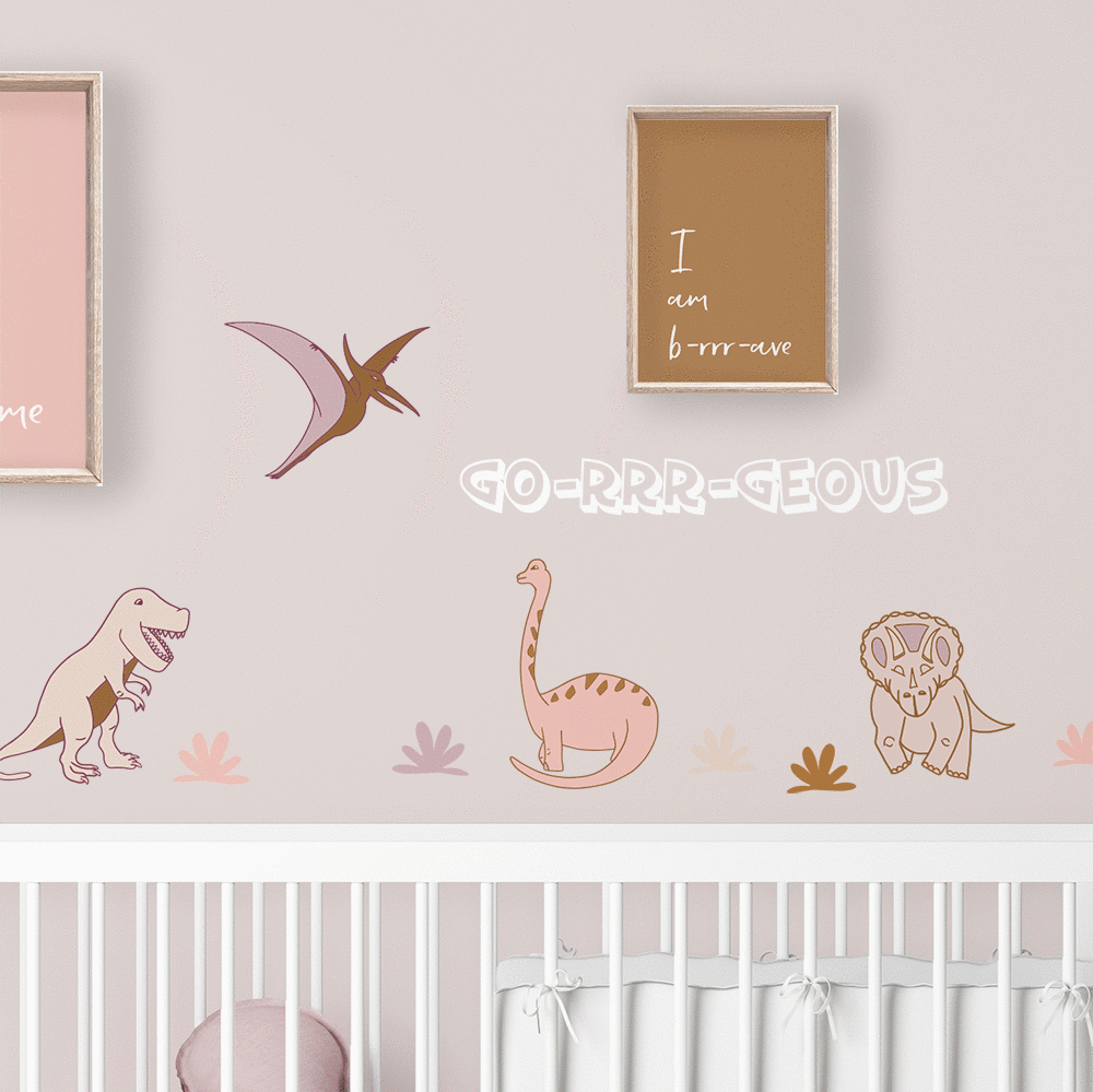 Dinosaur Style: Custom Name or Quote | Removable PhotoTex Wall Decals Wall Decals Blond + Noir 