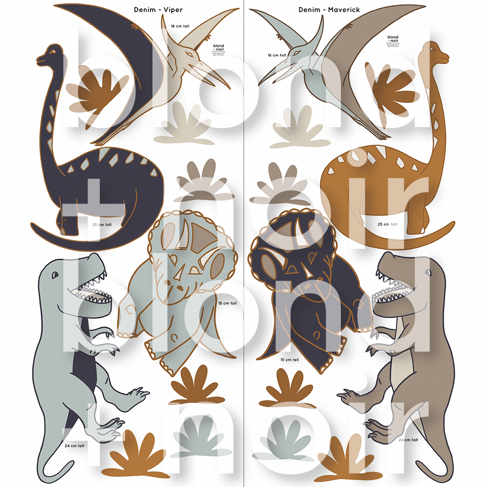 Dinosaur Wall Mates | Removable PhotoTex Wall Decals Wall Decals Blond + Noir 