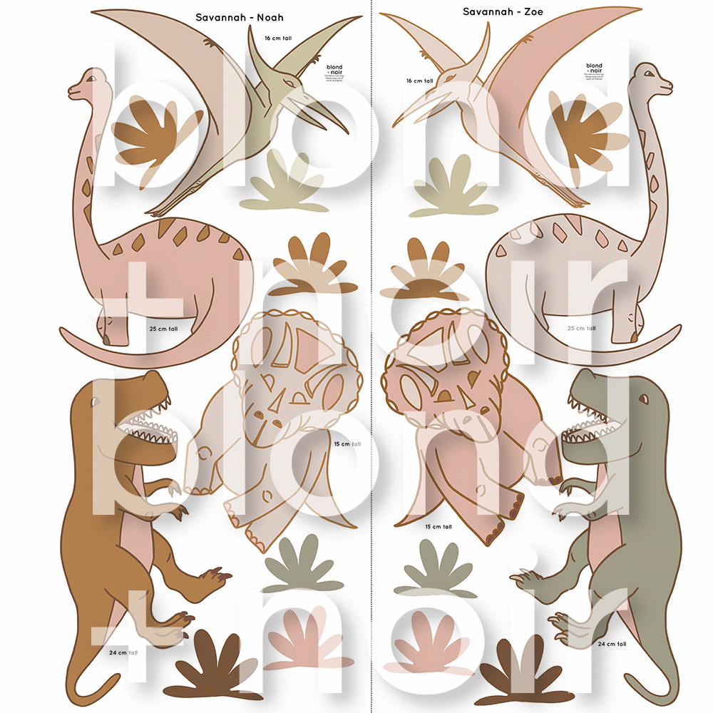 Dinosaur Wall Mates | Removable PhotoTex Wall Decals Wall Decals Blond + Noir 