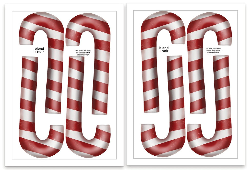Elf Size Candy Cane | Removable Fabric Wall Decals Wall Decals Blond + Noir 