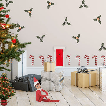 Elf Size Candy Cane | Removable Fabric Wall Decals Wall Decals Blond + Noir 