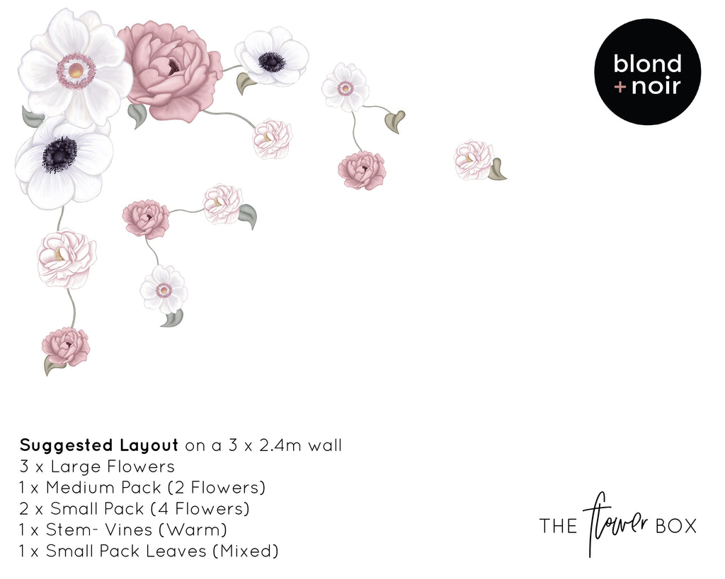 Flower Box | Large Buildable Set | Removable Fabric Wall Decals Wall Decals Blond + Noir 