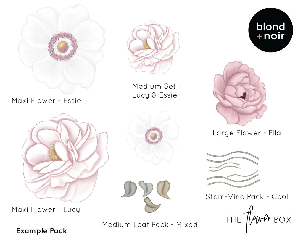 Flower Box | Large Buildable Set | Removable Fabric Wall Decals Wall Decals Blond + Noir 