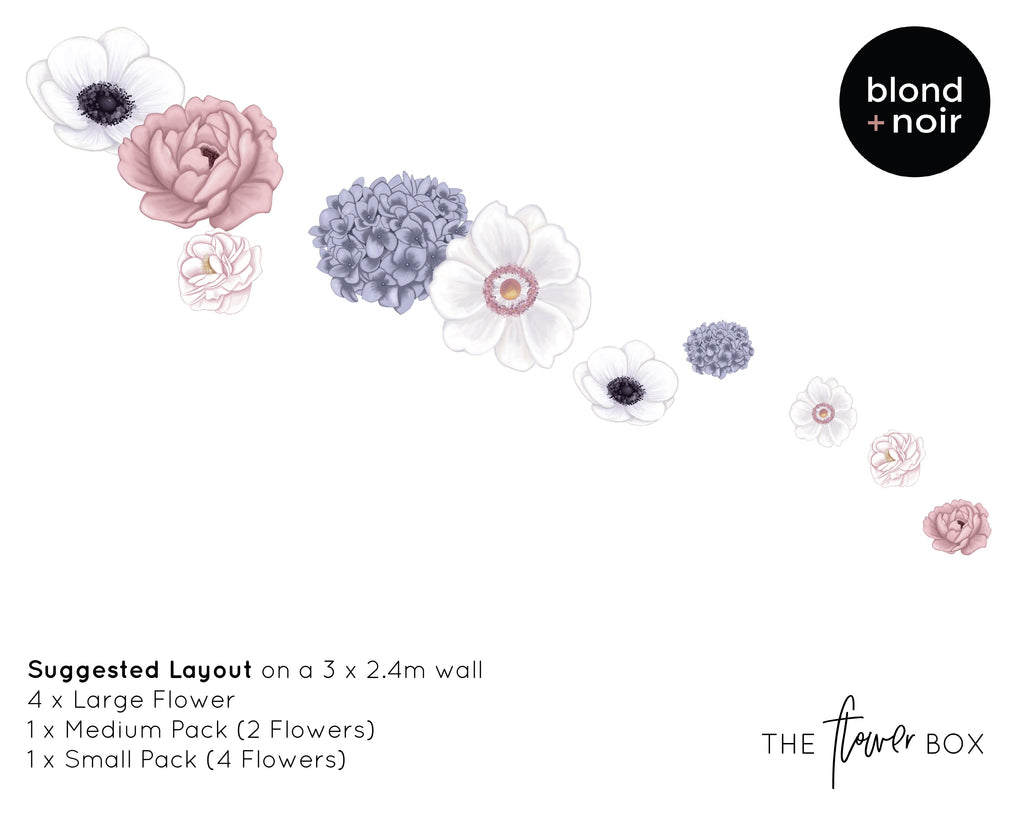 Flower Box | Large Buildable Set | Removable Fabric Wall Decals Wall Decals Blond + Noir 