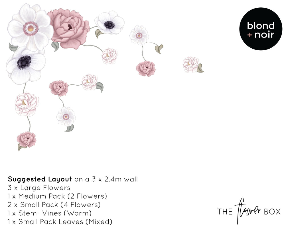 Flower Box | Maxi Buildable Set | Removable Fabric Wall Decals Wall Decals Blond + Noir 