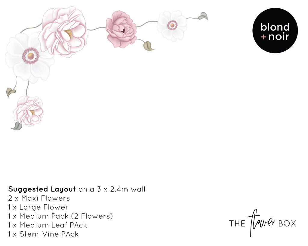 Flower Box | Small Buildable Set | Removable Floral Wall Decals Wall Decals Blond + Noir 
