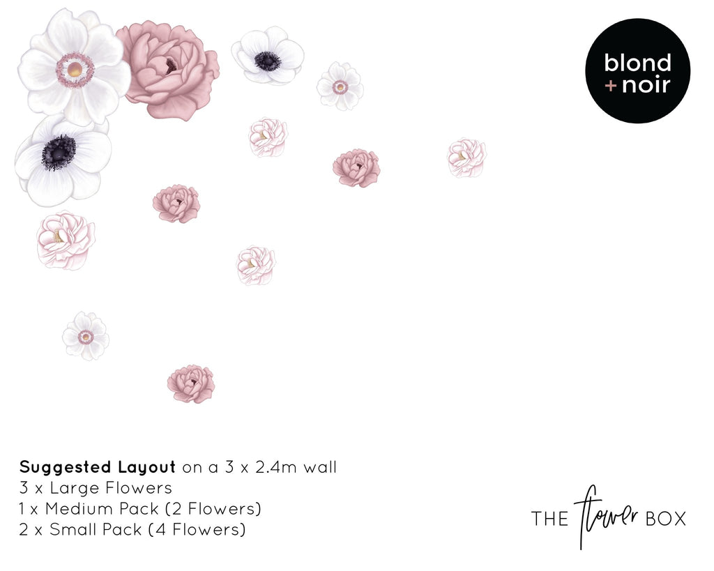 Flower Box | Small Buildable Set | Removable Floral Wall Decals Wall Decals Blond + Noir 