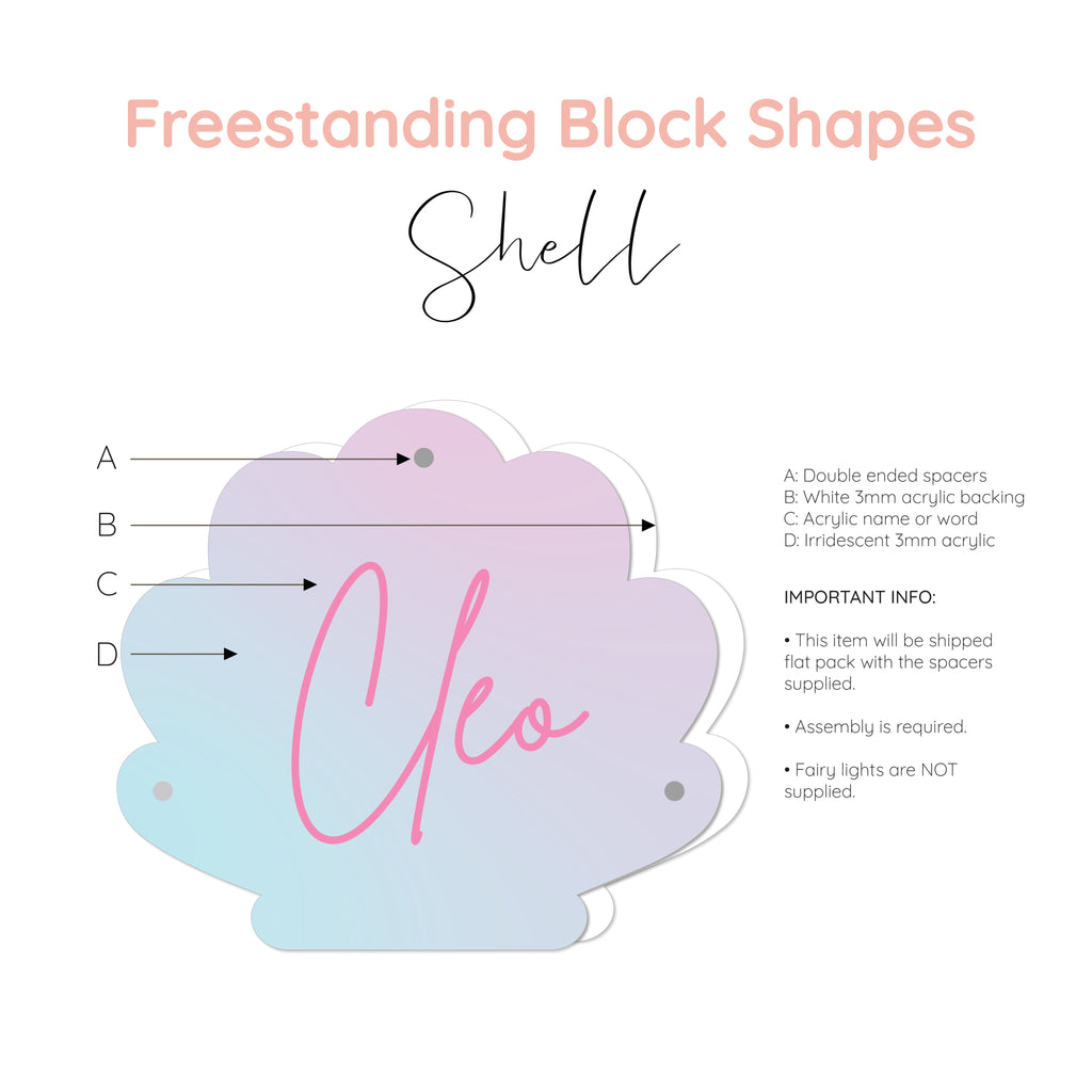 Freestanding Block Shapes | Custom Acrylic Name or Words Acrylic Name Letterly Australia 