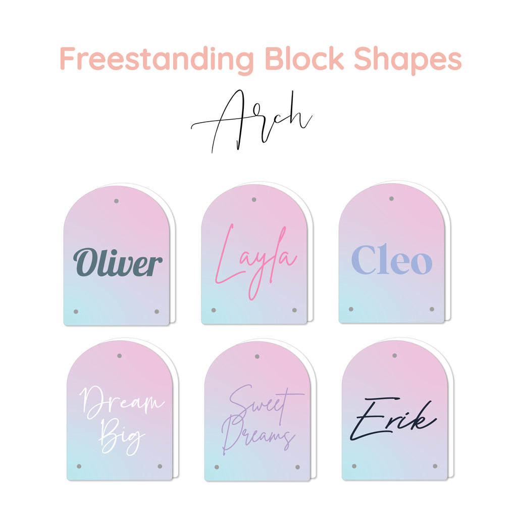 Freestanding Block Shapes | Custom Acrylic Name or Words Acrylic Name Letterly Australia 
