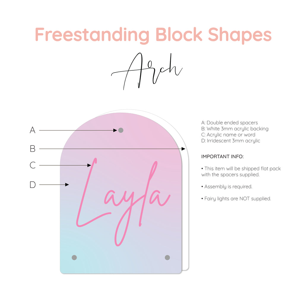 Freestanding Block Shapes | Custom Acrylic Name or Words Acrylic Name Letterly Australia 
