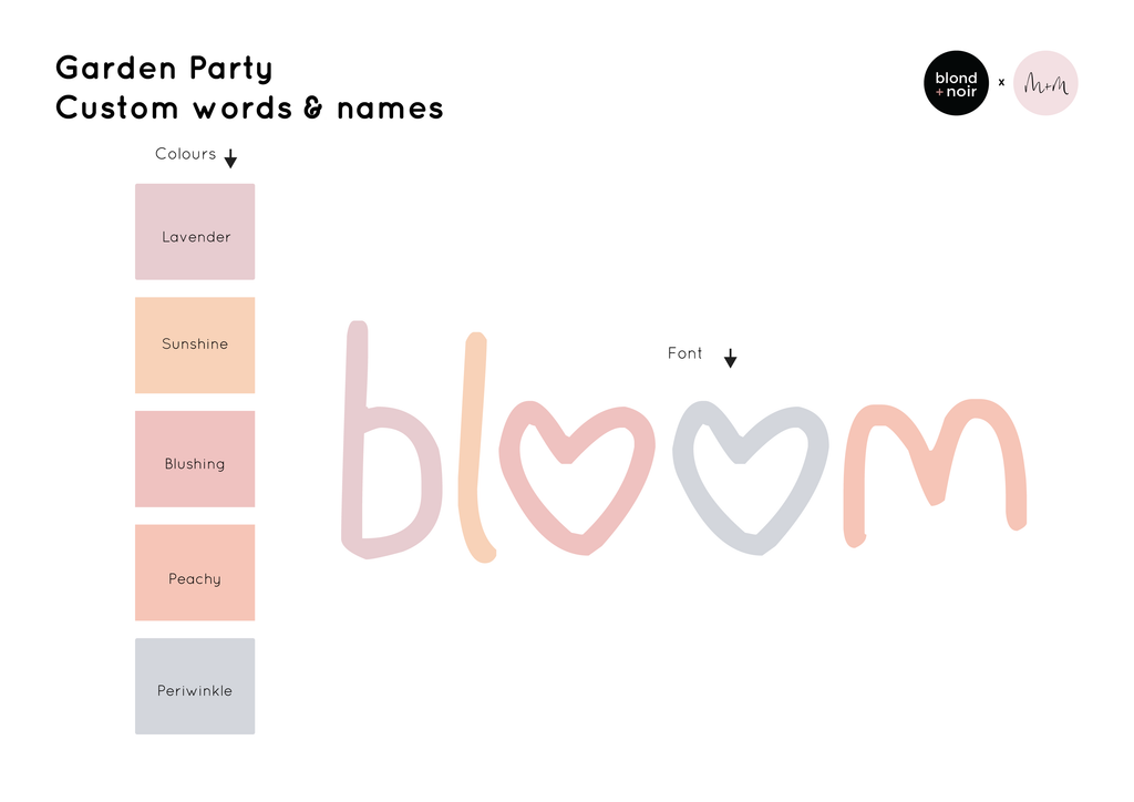 Garden Party: Custom Name or Quote | Removable PhotoTex Wall Decals Wall Decals Blond + Noir 