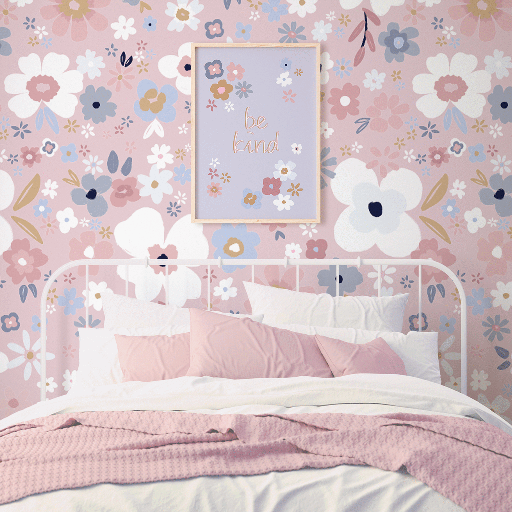 Hamptons Posy: Full & Half Walls | Removable PhotoTex Wallpaper Wallpaper Blond + Noir 