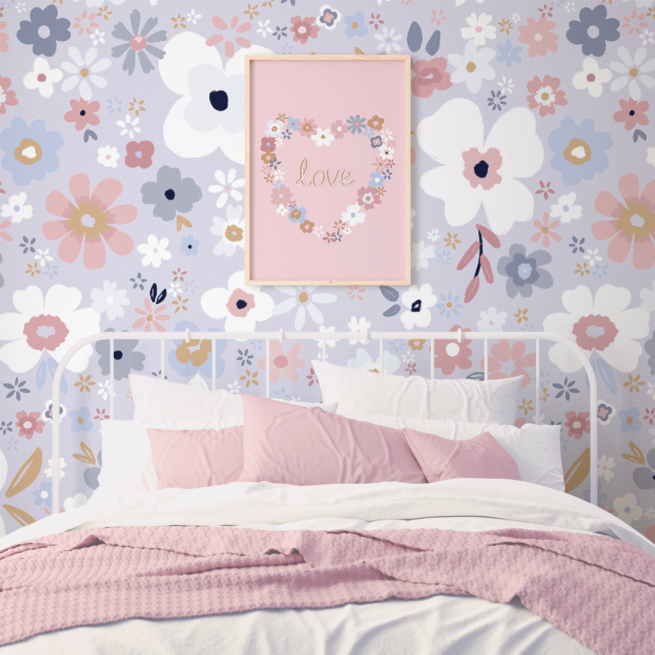 Hamptons Posy: Full & Half Walls | Removable PhotoTex Wallpaper Wallpaper Blond + Noir 