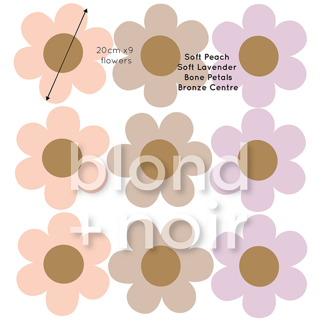 Happy Flower | Removable PhotoTex Wall Decals Wall Decals Blond + Noir 