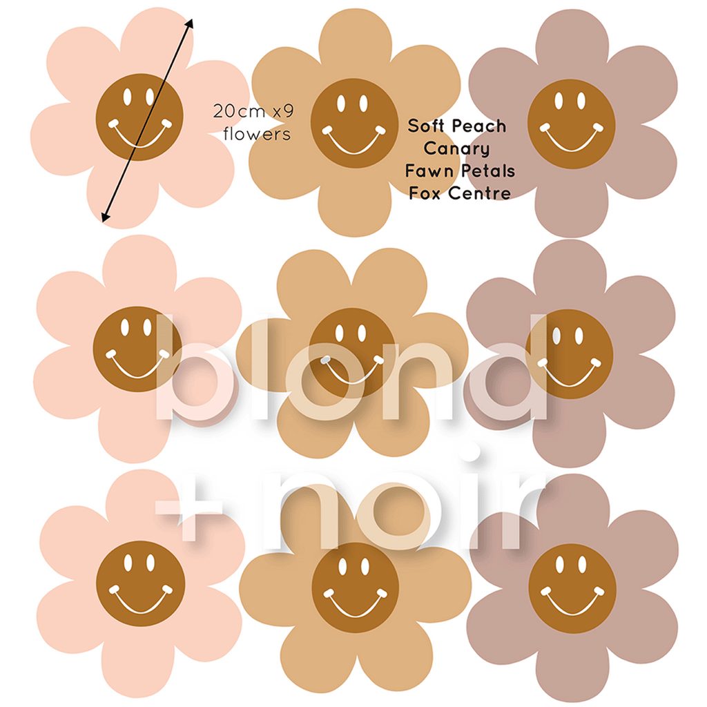 Happy Flower | Removable PhotoTex Wall Decals Wall Decals Blond + Noir 