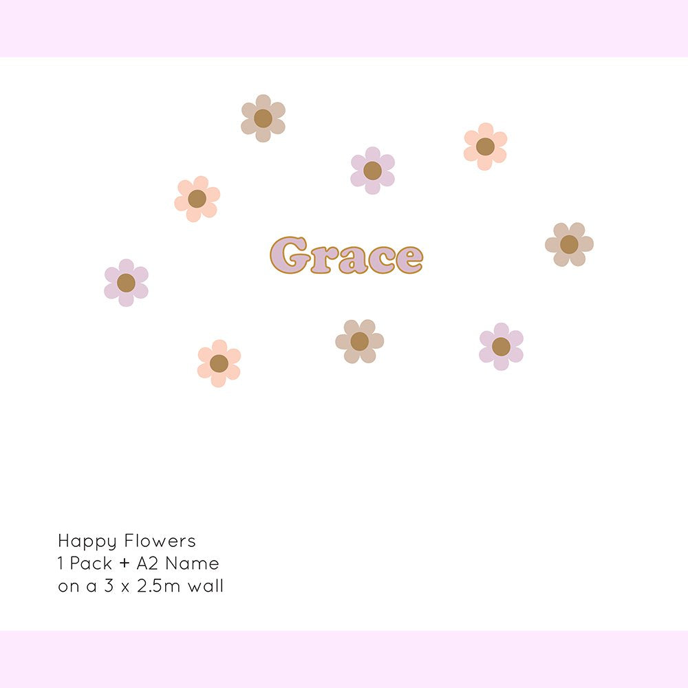 Happy Flower | Removable PhotoTex Wall Decals Wall Decals Blond + Noir 