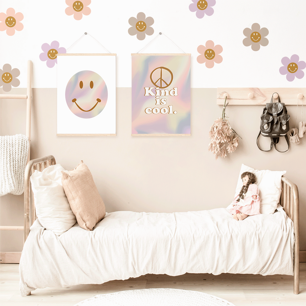 Happy Flower | Removable PhotoTex Wall Decals Wall Decals Blond + Noir 