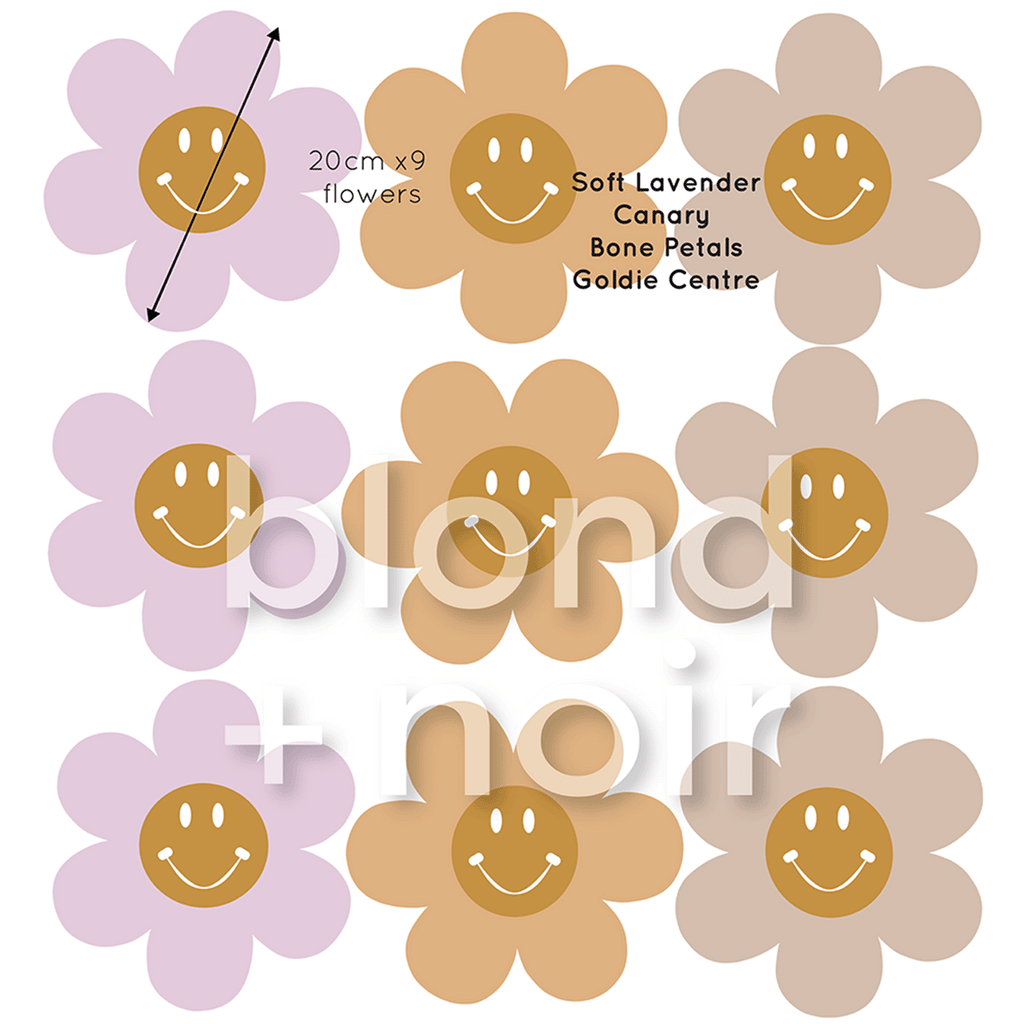 Happy Flower | Removable PhotoTex Wall Decals Wall Decals Blond + Noir 