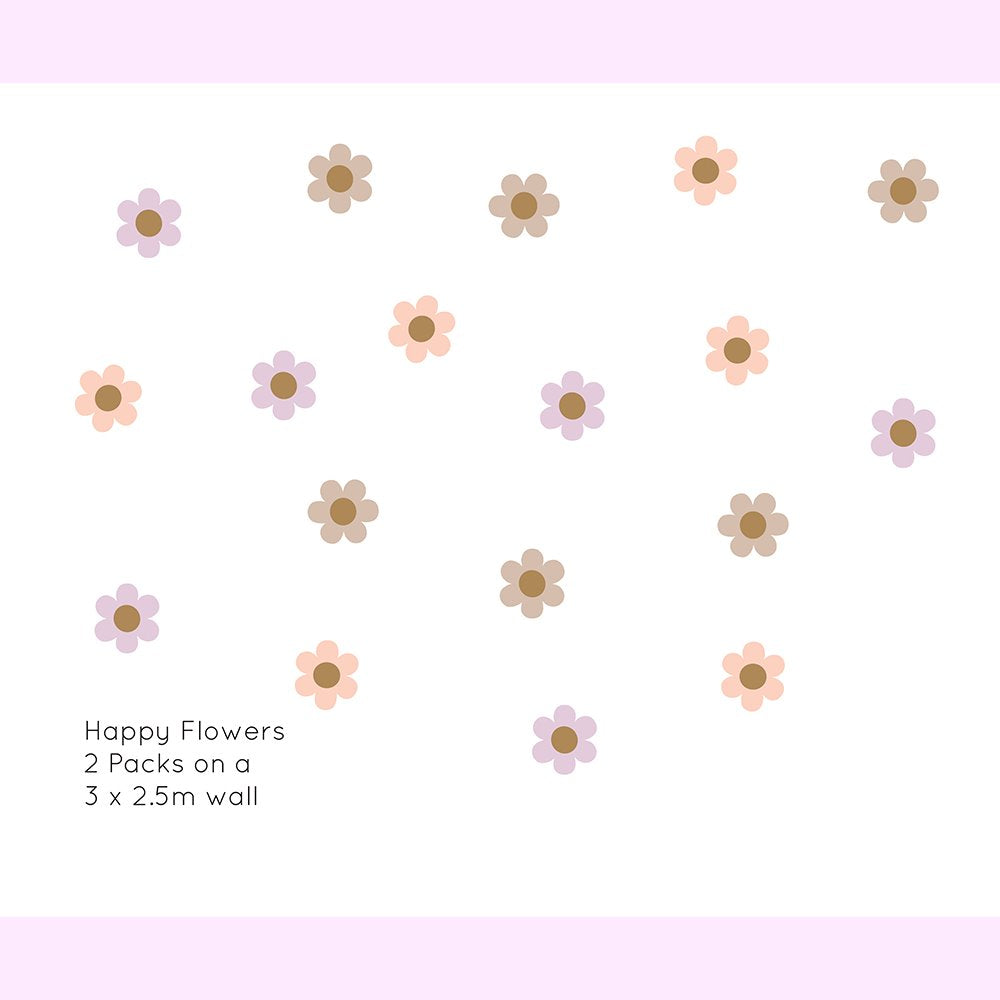 Happy Flower | Removable PhotoTex Wall Decals Wall Decals Blond + Noir 