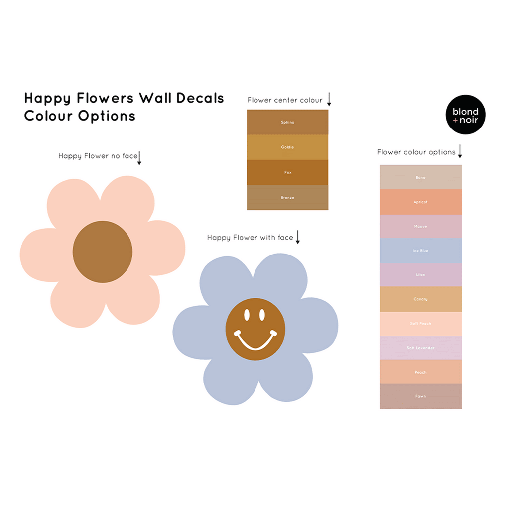 Happy Flower | Removable PhotoTex Wall Decals Wall Decals Blond + Noir 